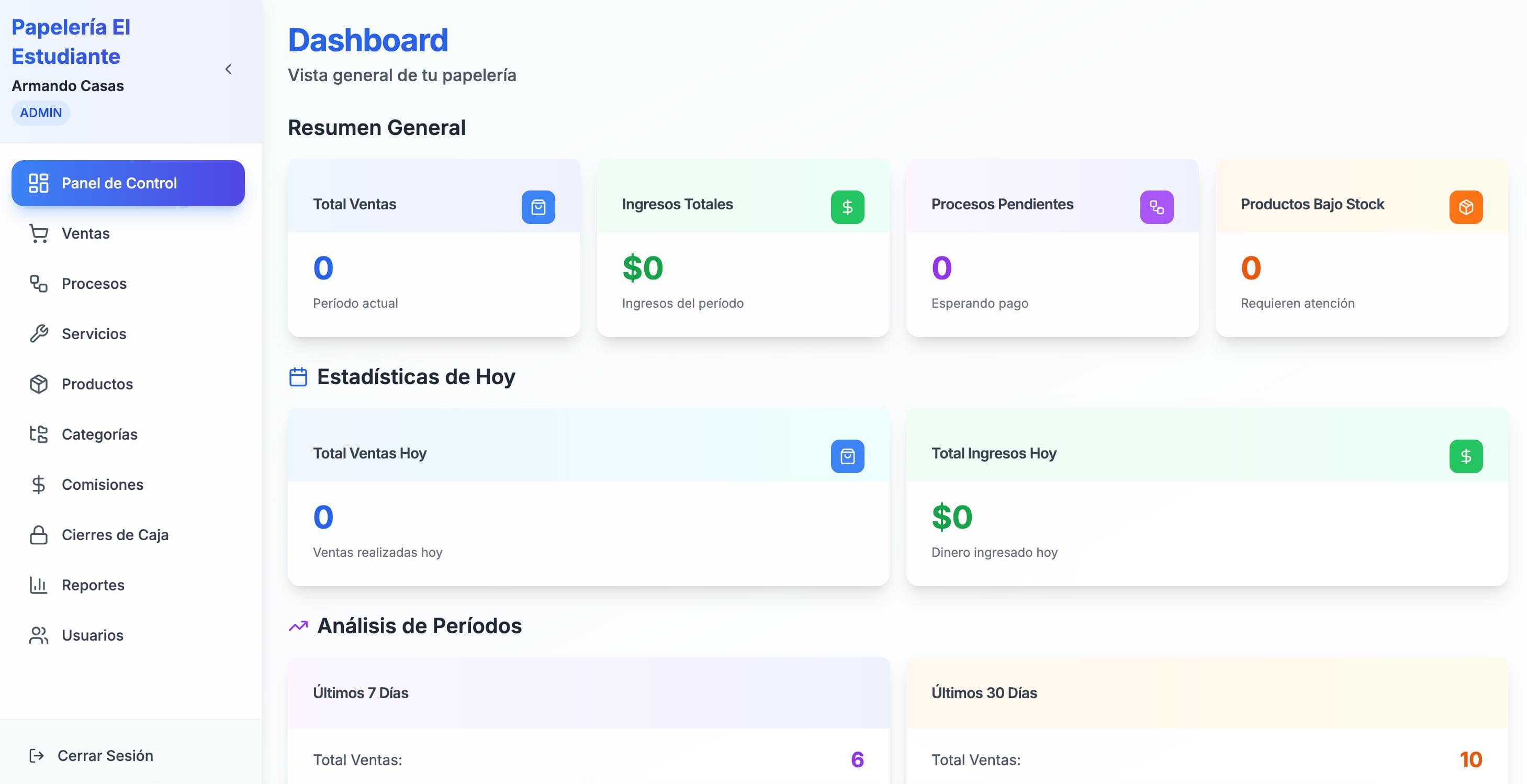 Vista previa de Sistema de Gestión Papelería El Estudiante